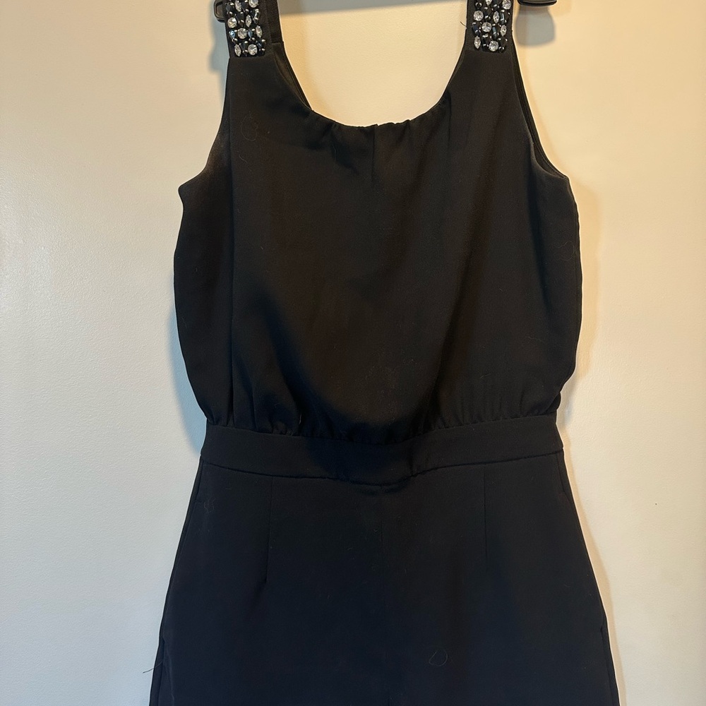 Embellished Black Sleeveless Jumpsuit